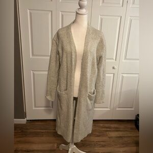 Calvin Klein Jeans Long Open-Front Light Cream Cardigan